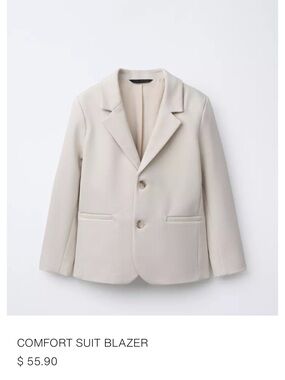 Zara Boys Cream Comfort Suit Blazer